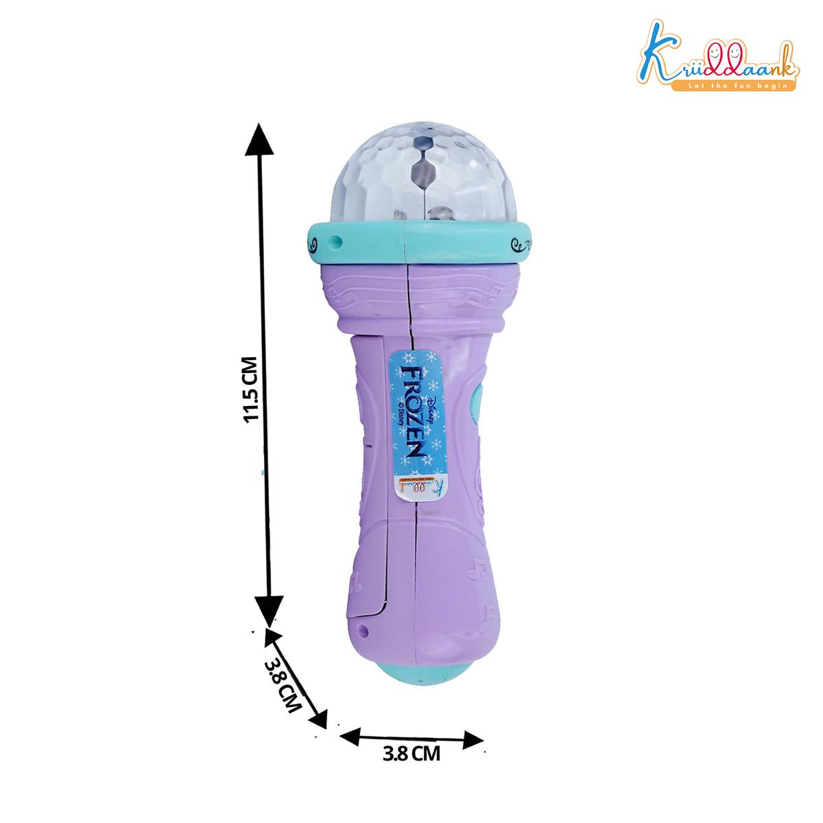 Kriiddaank Frozen Theme Musical Microphone for Kids - Elsa & Anna Singing Karaoke Toy with Rotating Disco Projection Lights & Music, Interactive Educational Toy for Toddlers 3+ Years (Blue)