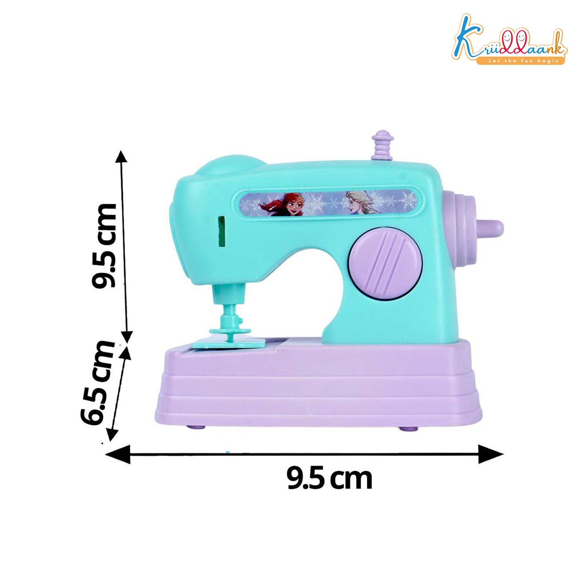 Kriiddaank Frozen Theme Mini Sewing Machine Toy for Kids - Battery Operated Pretend Play Home Appliance with Interactive Buttons, Educational Role Play Toy for Girls Ages 3+, Turkish Blue