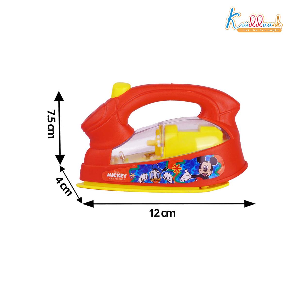 Kriiddaank Mickey Mouse Theme Pretend Play Iron Toy for Kids with Lights and Sound, Educational Role Play Household Toy for Toddlers (3+ Years), Red - Battery Operated