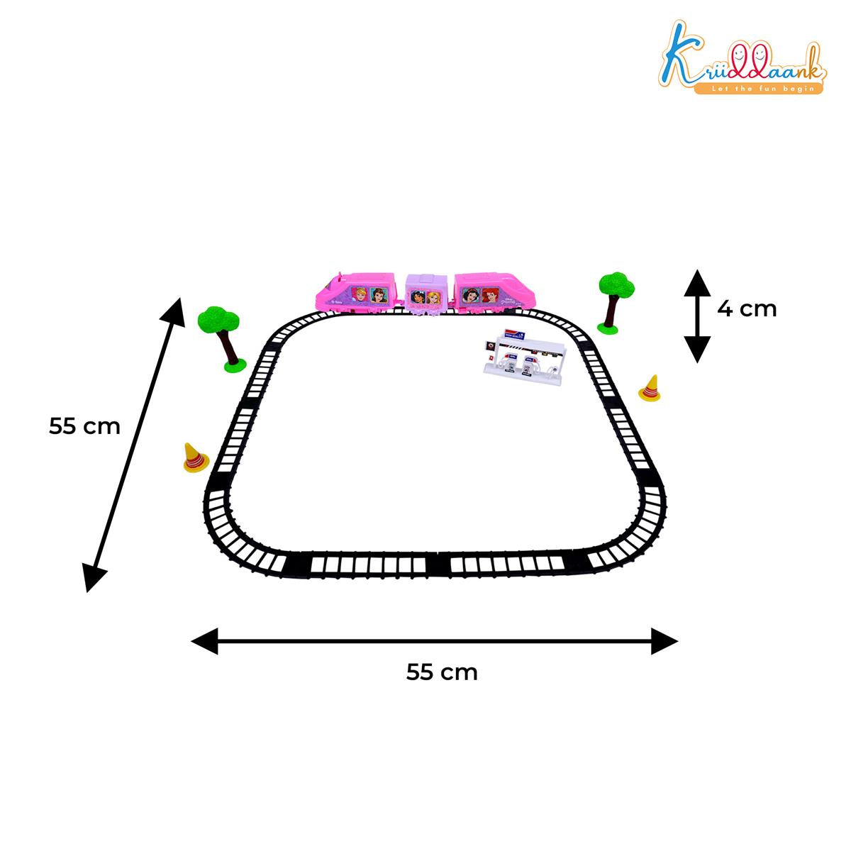 Kriiddaank Princess Train Set for Girls - 21 Pcs Battery Operated Bullet Train with Sound Effects, Easy-to-Assemble Tracks, Educational Motor Skills Toy for Kids 3+ Years, Pink