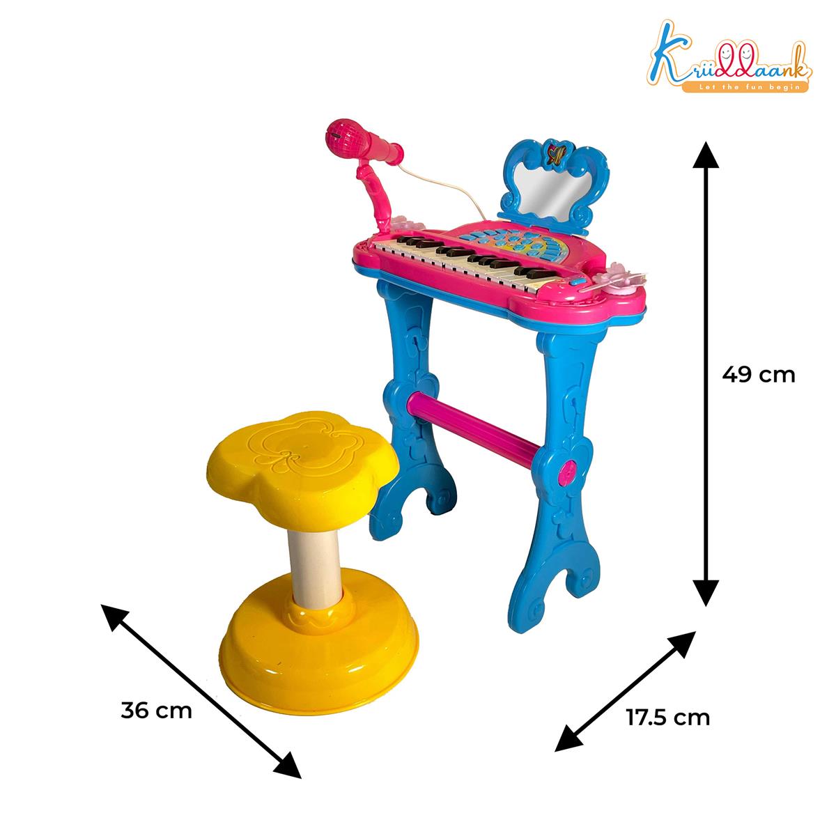 Mattel Barbie Theme Little Pianist Keyboard with Microphone & Stool - Dual Power (USB/Battery), Karaoke Mode, 25 Inbuilt Tunes - Pink Musical Toy for Girls 3+ Years