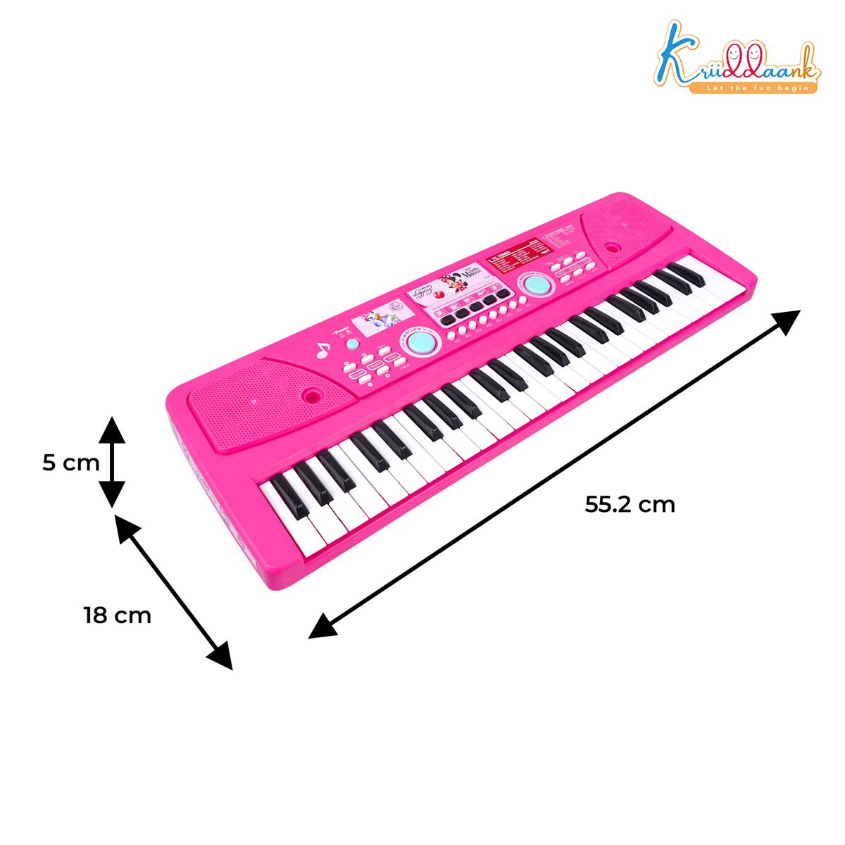 Kriiddaank Minnie Keyboard Piano 500 for Kids - Portable Electronic Musical Toy with Microphone, 8 Instrument Sounds & 16 Rhythms, Early Learning Gift for Girls 3+ Years, Pink