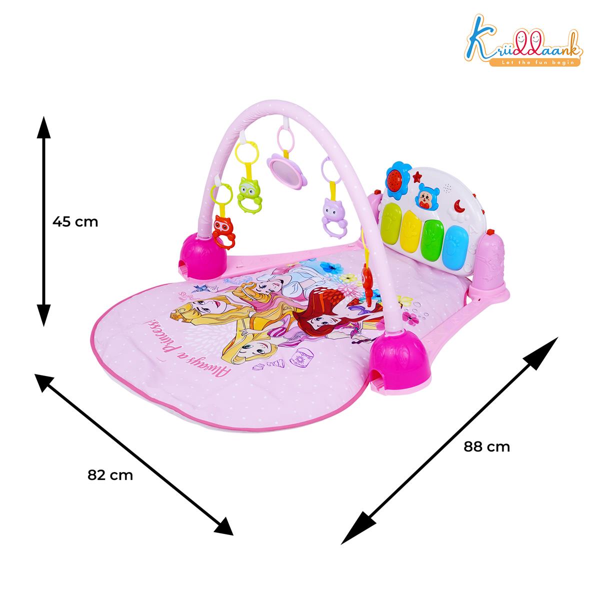 Disney Princess Theme Musical Baby Gym with Piano Keyboard, Lights & Hanging Rattles - Activity Play Mat for Infants & Toddlers (0-3 Years) - Pink