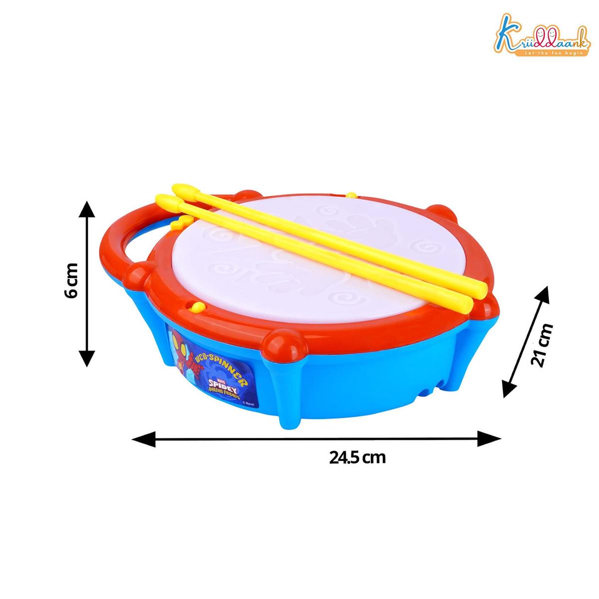 Marvel Spiderman Theme Flash Drum for Kids - Interactive Musical Toy with 5-Color 3D Lights & 9 Songs - Superhero Gift for Boys & Girls 3+ Years - Safe, Educational & Engaging Play