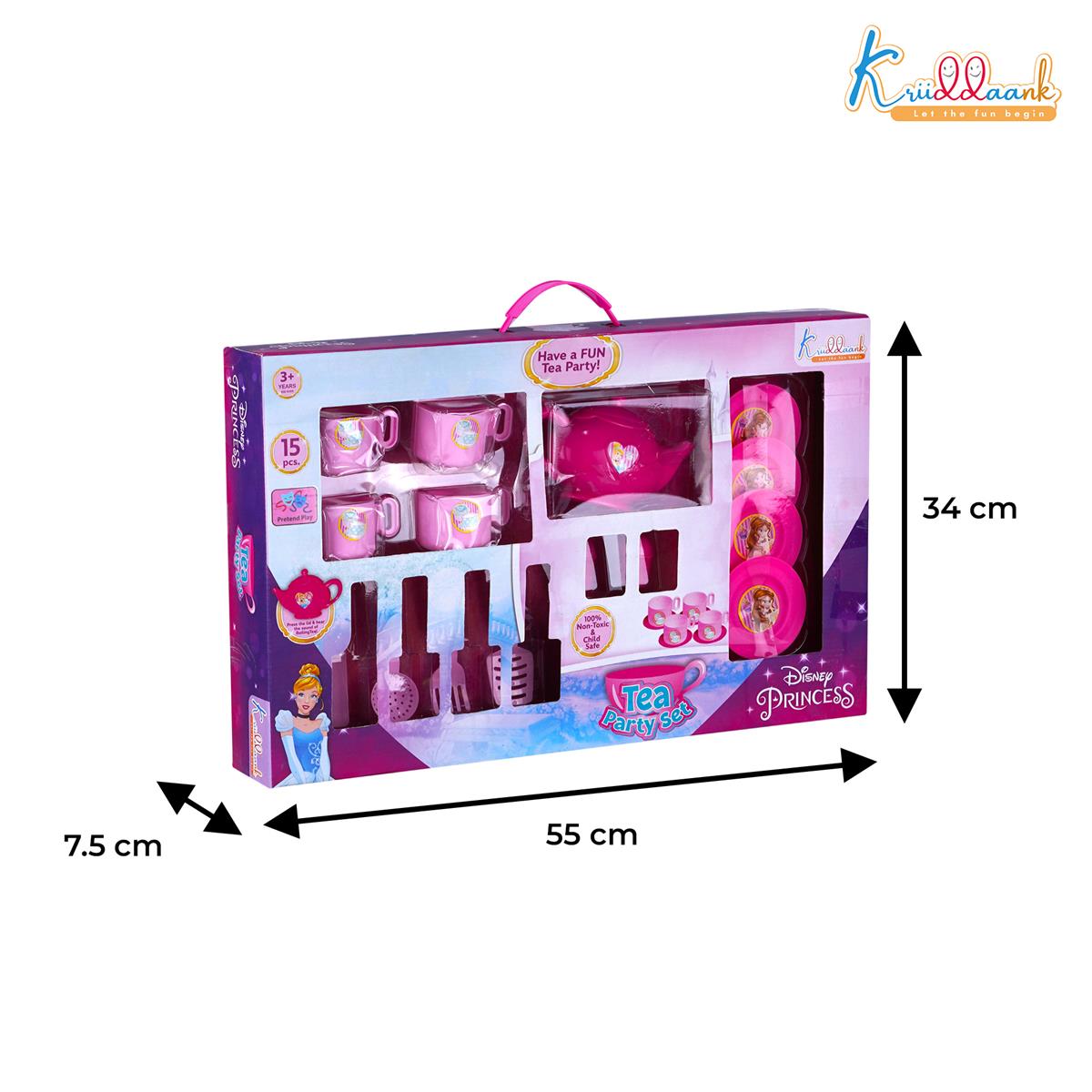 Disney Princess Tea Party Set - 15 Piece Pretend Play Kitchen Toy with Electronic Kettle, Realistic Boiling Sounds & Music - Non-Toxic & Child Safe Gift for Kids Ages 3+