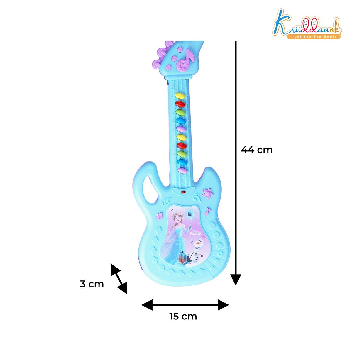 Frozen Theme Musical Guitar for Kids with Elsa & Anna - Lights & Sound Toy, Turkish Blue, Educational Music Toy for Boys & Girls Ages 3+, Battery Operated (44cm)