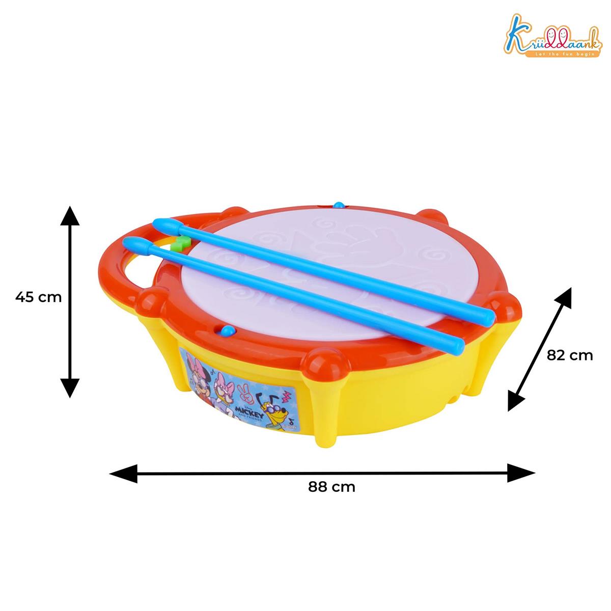 Disney Mickey Mouse Flash Drum Musical Toy for Kids - Interactive 3D Lights, 9 Songs & 9 Drum Sounds, 3 Play Modes - Educational Musical Instrument for Toddlers 3+ Years