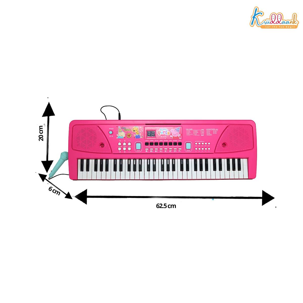 Hasbro Peppa Pig 37-Key Musical Keyboard with Microphone, 16 Instrument Sounds & 10 Rhythms - Educational Piano Toy for Toddlers & Kids, USB/Battery Powered, Pink - Ideal Birthday Gift for Ages 3+