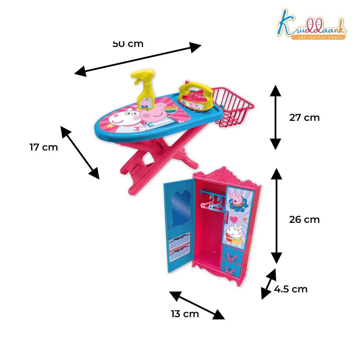 Hasbro Peppa Pig Iron Playset - Kids Laundry & Ironing Board Toy with Lights & Sound - Interactive Dollhouse Appliances for Girls Age 3+ - Includes Iron, Basket, Stand & Hanger (8 Pcs)