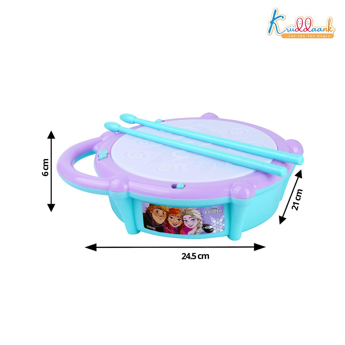 Frozen Elsa & Anna Flash Drum Toy for Toddlers - Battery Operated Musical Instrument with 3D 5-Color LED Lights & 9 Songs - Interactive Educational Toy for Kids Age 3+ Years