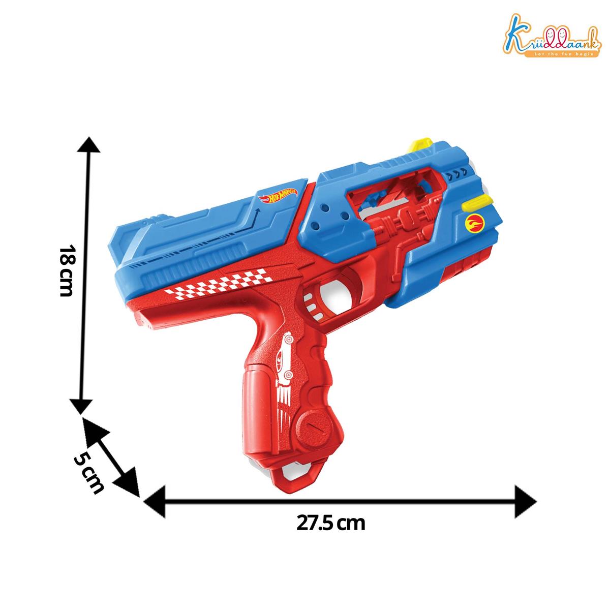 Hot Wheels Dynamo Blaster Toy Gun with 22 Soft Foam Bullets & 12-Dart Cartridge, Long Range Action-Packed Blaster for Kids, Safe & Interactive Play, Blue, Ages 4+