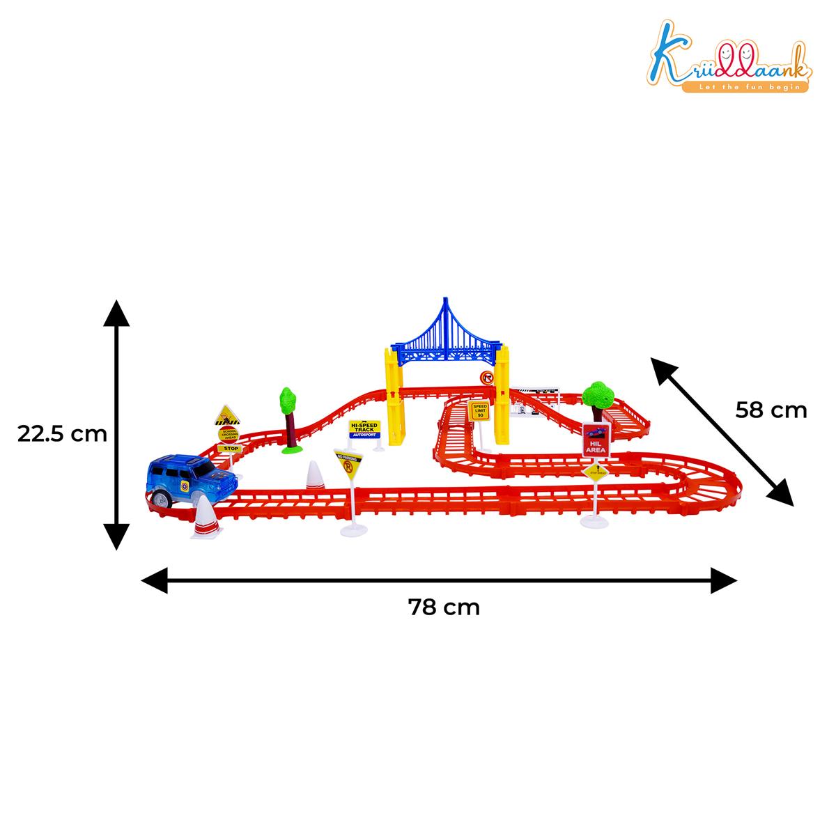 Spiderman Mini Track Set (41 Pcs) - Battery Operated Racing Car Track with Bridges, Roadway Signs & Traffic Cones | DIY Race Adventure Toy for Kids 3+ Years | Engaging & Educational Play Set