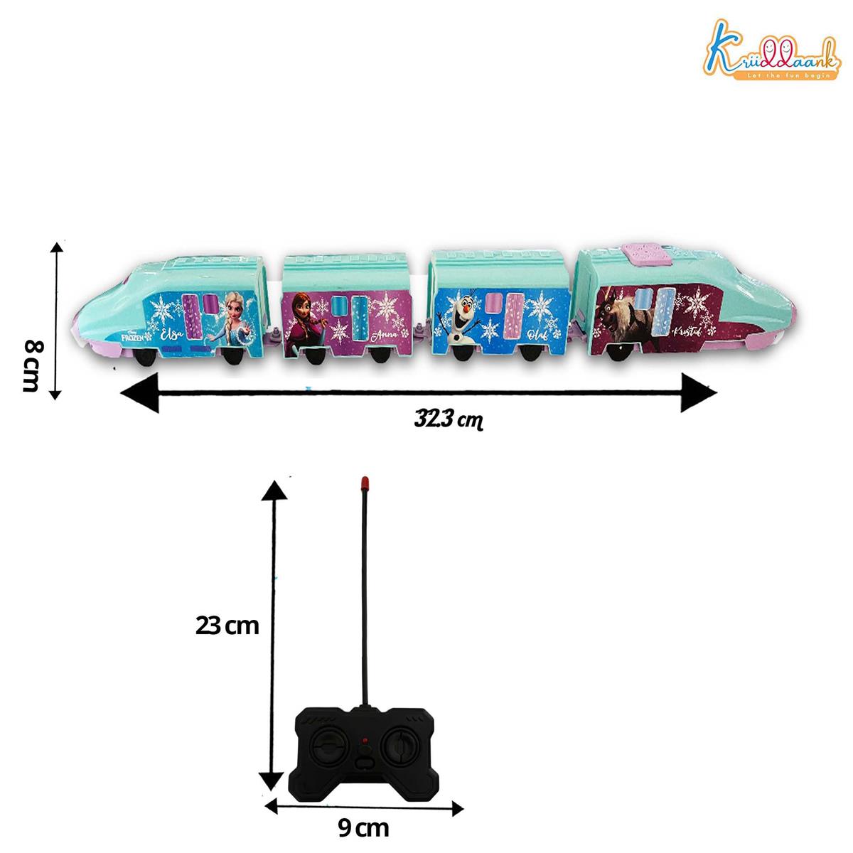 Kriiddaank Frozen Theme Remote Control Train Toy for Kids, Rechargeable EMU Express Train with LED Lights and Realistic Sounds, Turquoise Railway Toy for Boys and Girls Ages 3+