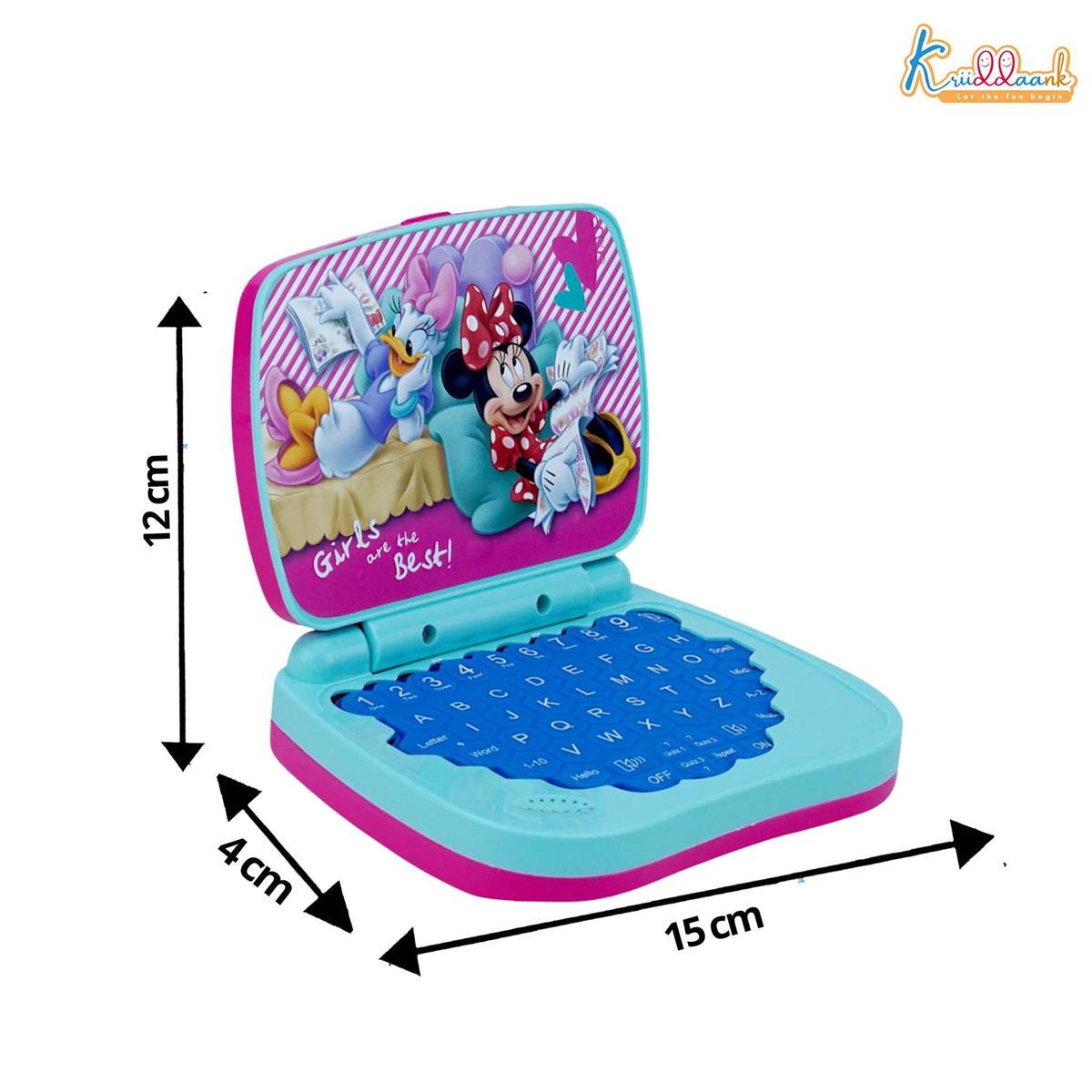 LTW Minnie Mouse Theme Educational Laptop for Kids - Interactive Screen-Free Learning Toy for Alphabets, Numbers & Word Pronunciation - Musical Preschool Toy for Ages 3+ (Pink)