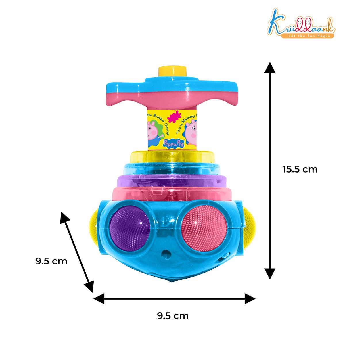 Peppa Pig Dizzy Glow Top - Musical Spinning Top Toy with LED Flashing Lights, 360 Degree Rotation Magic Spinner Lattoo for Kids Boys & Girls, Easy Twist & Play, 3+ Years (Pink)