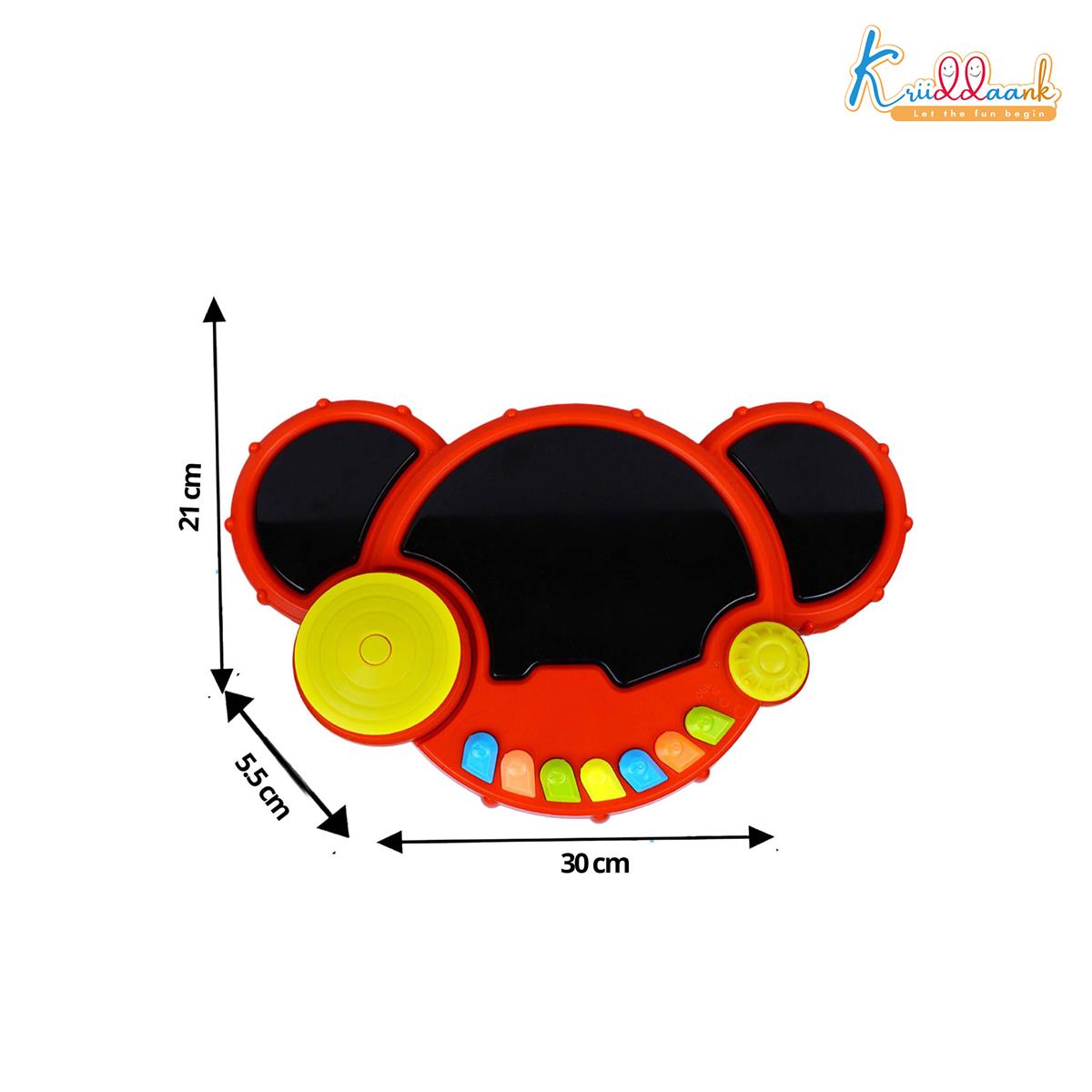 Smiley Drum Musical Toy for Kids with 3 Drum Pads, Cymbal & Flashing 3D Lights - Interactive Educational Drum Set with 2-Step Volume Control & Musical Tones - Battery Operated Toy for Boys & Girls