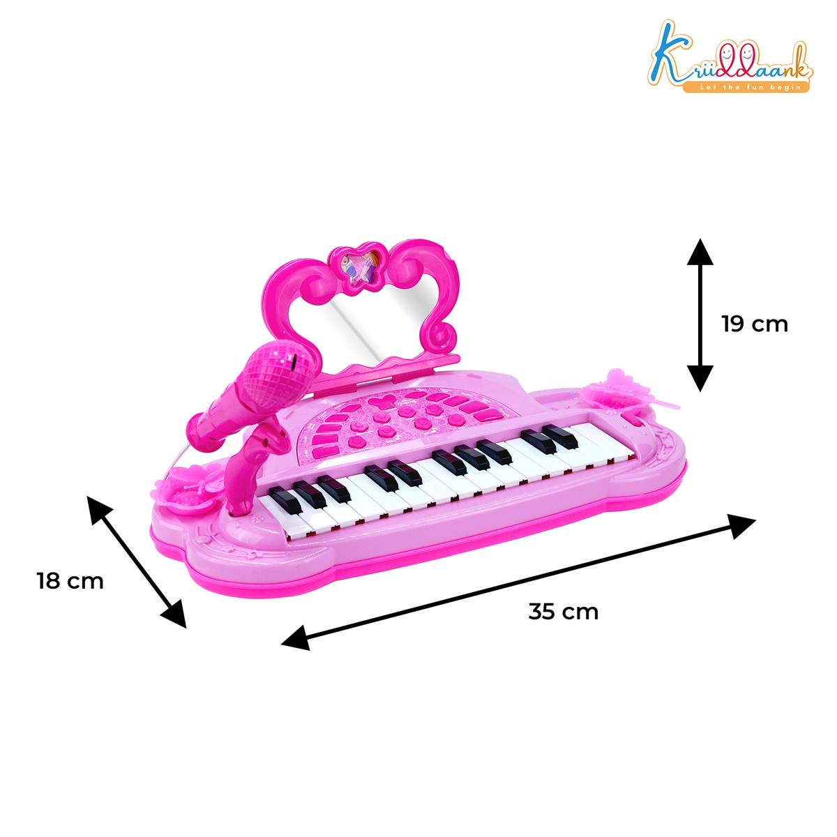Disney Princess Musician Music Set - Kids Piano with Karaoke Microphone & Sound Effects, Educational Musical Toy for Girls Age 3+, Portable Electronic Keyboard with USB/Battery Power (Pink)