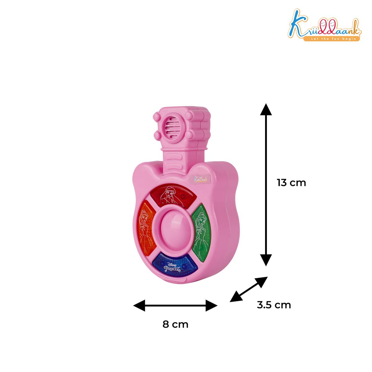 Disney Princess Mini Music Guitar for Kids - Portable Musical Instrument with 4 Buttons, Effective Sounds & Lights - Battery Operated Educational Toy for Toddlers & Girls 3+ Years Old - Pink