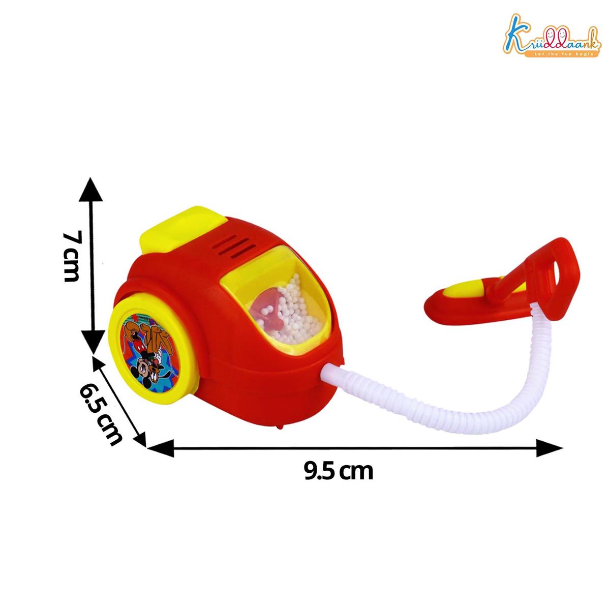 Mickey Theme Mini Vacuum Cleaner for Kids - Educational Pretend Play Toy with Realistic Vibration & Lights - Fun Housekeeping Learning Toy for Toddlers & Disney Fans, 3+ Years (Red)