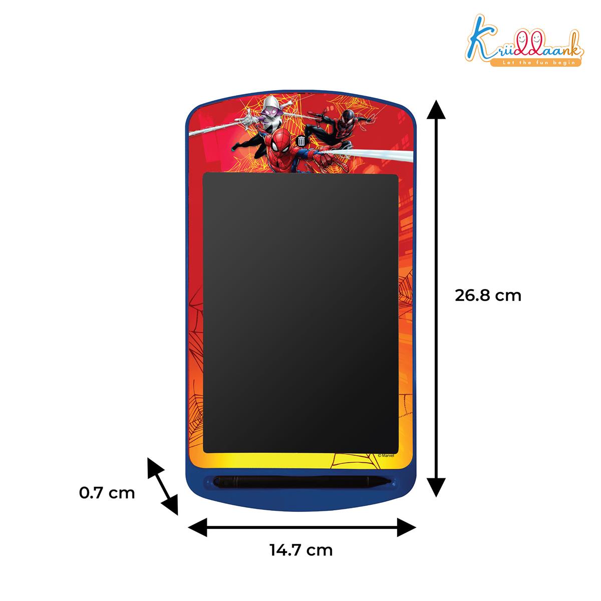 Kriiddaank 10.5 Inch Spiderman LCD Writing Tablet, Electronic Drawing Pad & Travel Slate for Kids, Rewritable Doodle Board, Birthday Gift for Boys Aged 3-9 Years, Blue Spiderman Theme