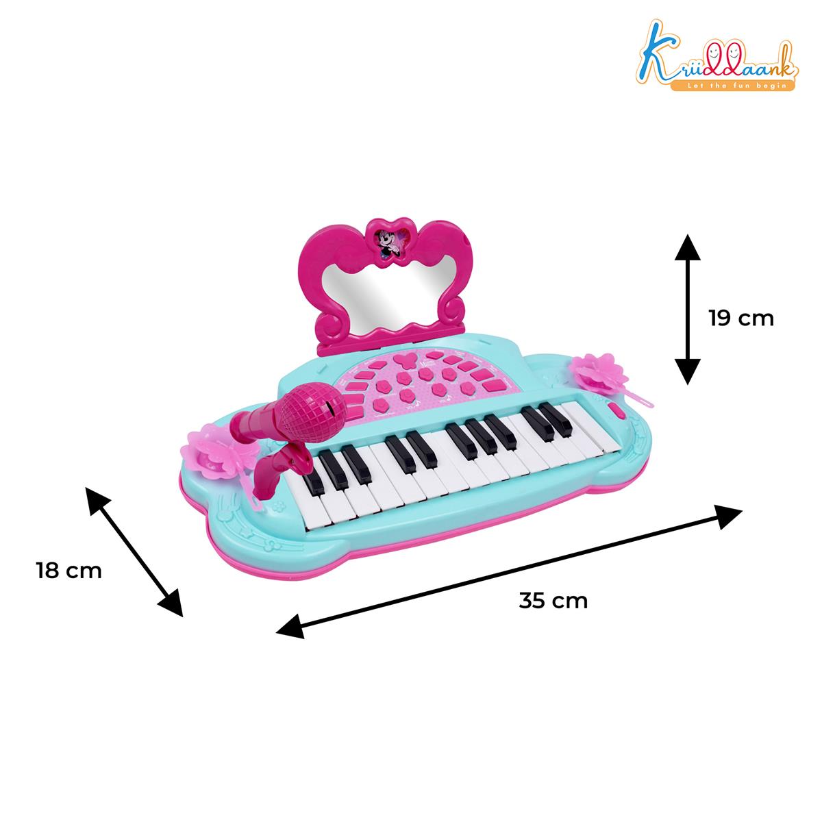 Minnie Theme Musician Music Set - 25 Key Piano with Microphone & Karaoke Function, 5 Percussion Instruments, Sound Effects & MP3 Connection, Educational Musical Toy for Girls 3+ Years, Pink