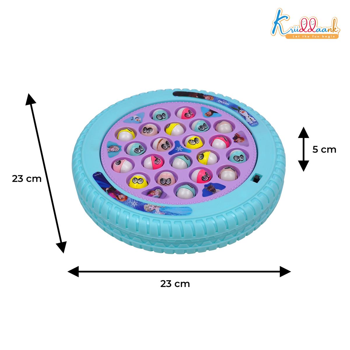 Kriiddaank Frozen Musical Fishing Game - Electronic Rotating Board with 45 Fishes & 4 Poles | Battery Operated Interactive Toy for Kids 3+ | Fun & Educational Multiplayer Game, Turkish Blue