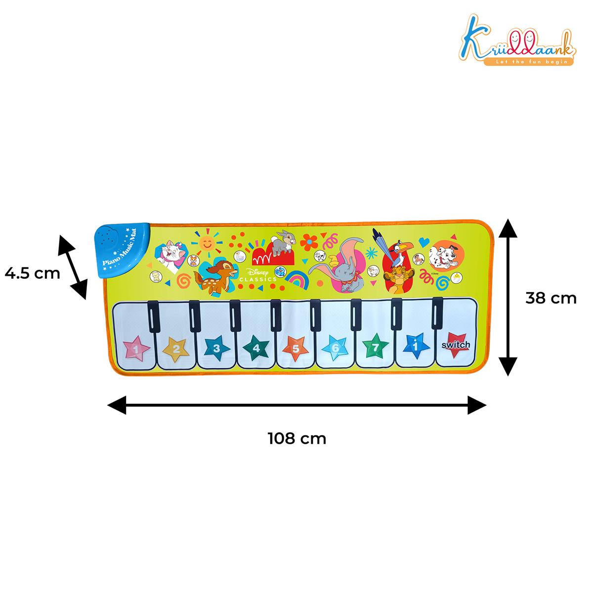 Kriiddaank Piano Music Play Mat for Kids - Classical Interactive Musical Floor Mat for Sensory Development & Learning - Large 108cm Touch Sensitive Toy for Boys & Girls 3+ Years (Multicolor)