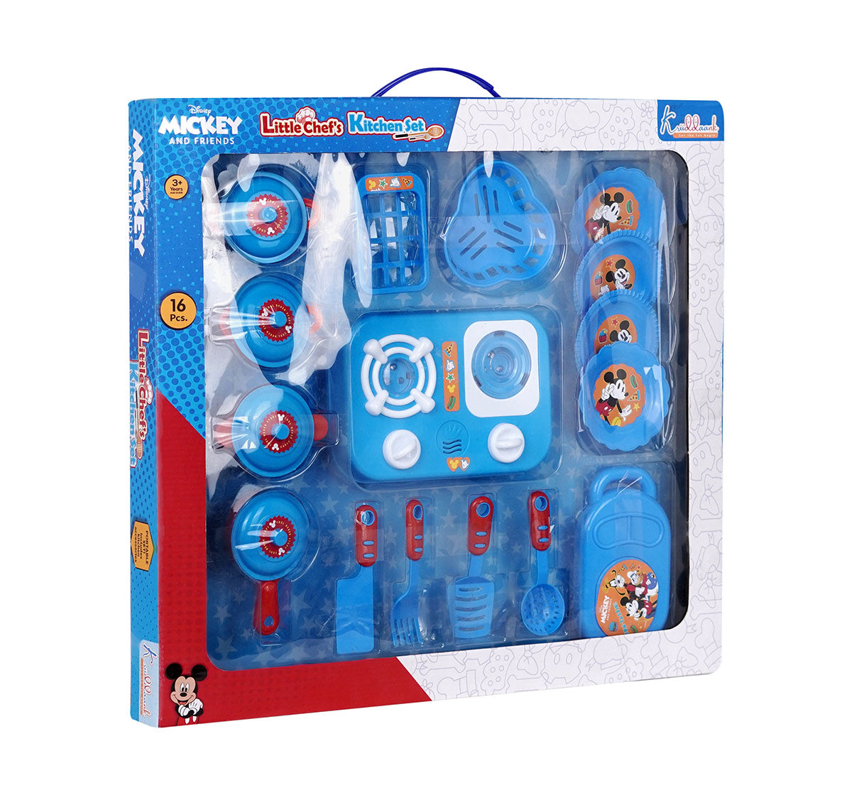 Kriiddaank LittleChef'sKitchenSet-MickeyThemeLKS-100650ByDisneyMickey Mouse Cooking Set for KidsKitchen Play SetPretend Play Cooking SetDisney Chef Set for KidsInteractive Mickey Mouse Kitchen Playset