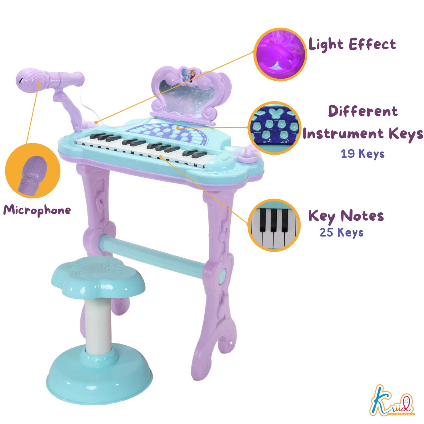 Kriiddaank  Little Pianist FrozenFrozen Keyboard for KidsElsa -anna Musical Toy for BeginnersFrozen piano with Light & SoundLearn & play with Barbie’s musical piano toyLittle Pianist piano for musical exploration