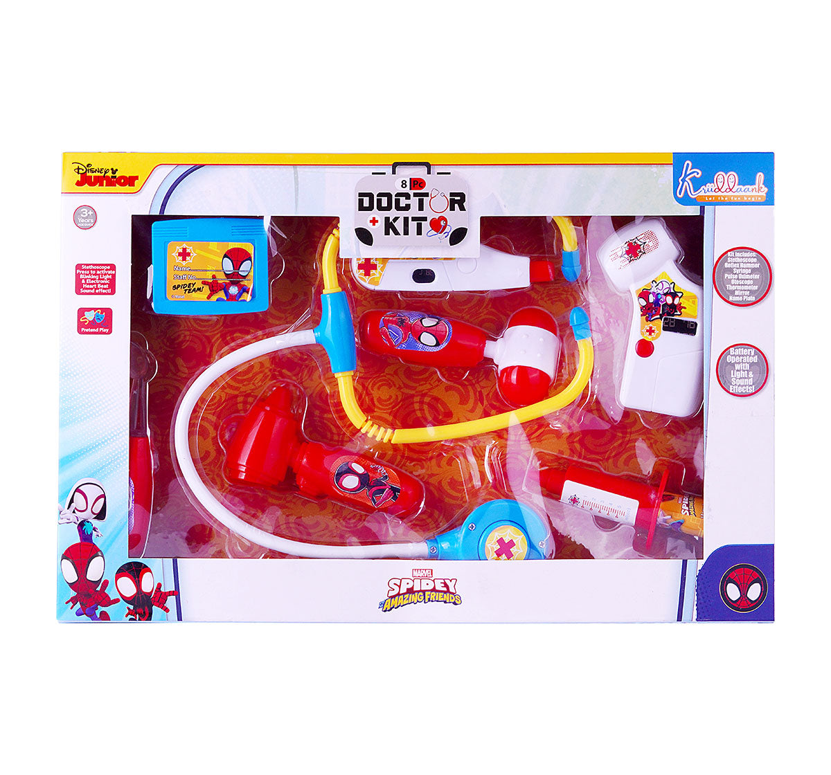 Kriiddaank  Doctor Kit SpidermanSpider-Man doctor role-play kitBest doctor kit for toddlers and kidsSpider-Man superhero health kitSpider-Man poly bag doctor kitSpider-Man toy doctor set with tools