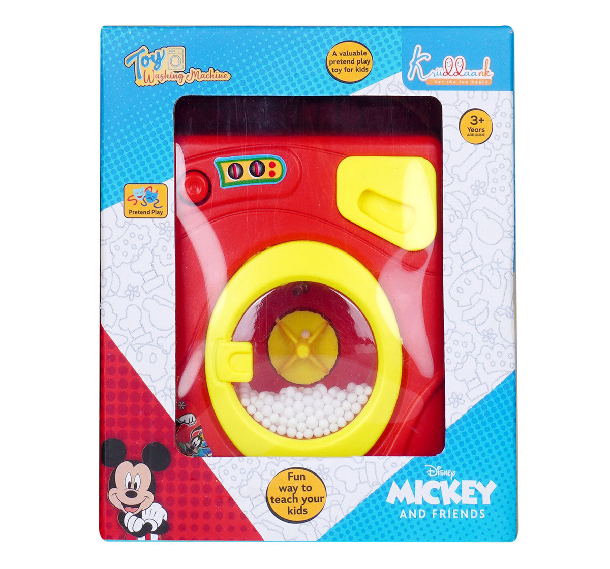 Kriiddaank WashingMachine-MickeyThemeHWM-100230ByDisneyMickey Toy Washing MachineLight & Sound Washing Machine ToyPretend Play Home Appliance ToyLight & Sound Washing Machine ToyInteractive Home Appliance Toy for Toddlers