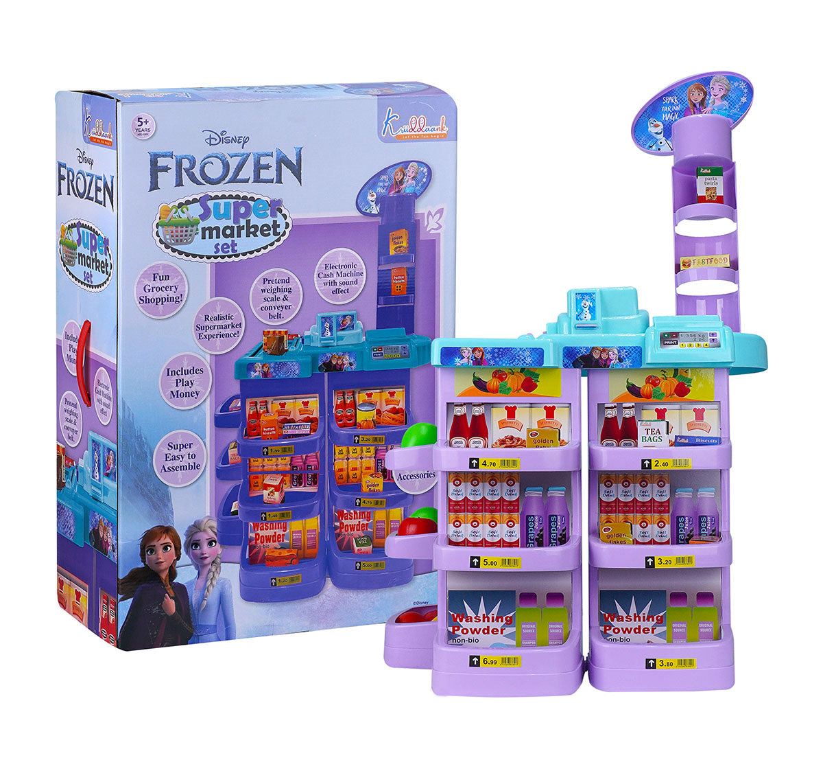 Kriiddaank SupermarketSet-FrozenThemeSMS-100520ByDisneyFrozen Supermarket PlaysetSupermarket Shopping Playset for KidsGrocery Store Play SetToy Cash Register with ScannerElsa & Anna Supermarket Toy Set