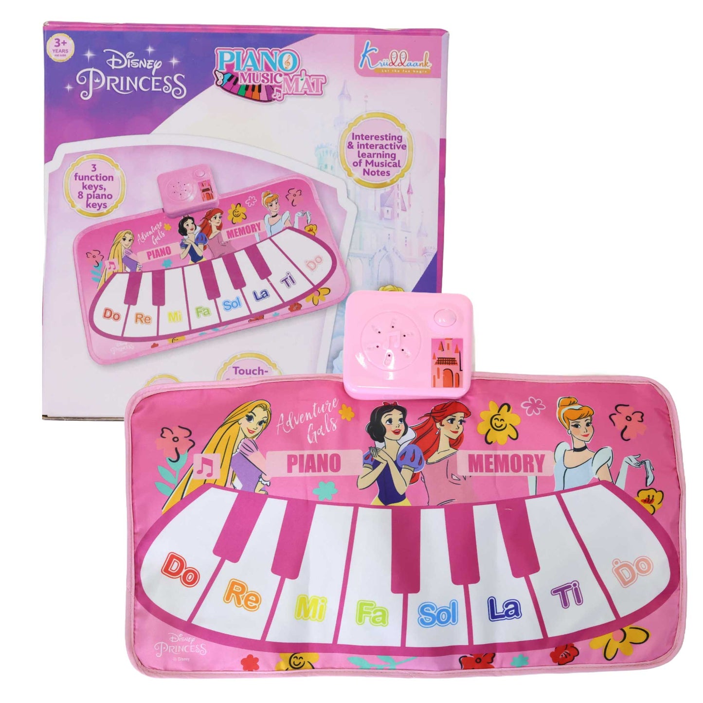 Kriiddaank PianoMusicMat-PrincessThemeByDisneyPortable Roll-Up Piano MatPiano Play Mat with Lights & SoundsFun Musical Instrument for KidsEnchanted Musical Play Mat for KidsDisney Princess Gift for Kids