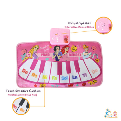 Kriiddaank PianoMusicMat-PrincessThemeByDisneyPortable Roll-Up Piano MatPiano Play Mat with Lights & SoundsFun Musical Instrument for KidsEnchanted Musical Play Mat for KidsDisney Princess Gift for Kids
