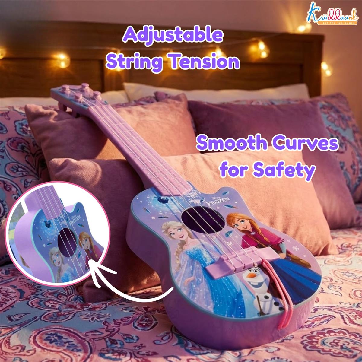 Frozen Theme Guitar (Small) for Kids - 4 String Mini Fingerstyle Musical Instrument - Short Scale Acoustic Toy Guitar - Best Educational Birthday Gift for Boys & Girls 3+ Years, Turkish Blue