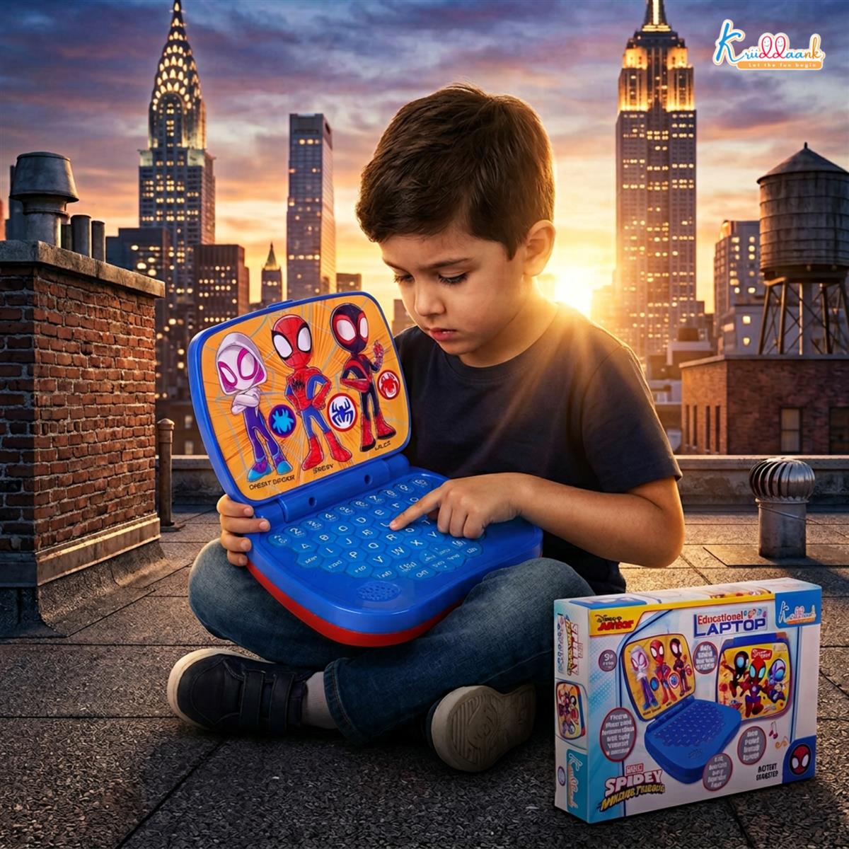 Spiderman Educational Laptop for Kids - Interactive Alphabet & Number Learning Toy with Music & Sound, Early Development Preschool Computer, Safe & Non-Toxic Learning Tool for Ages 3+