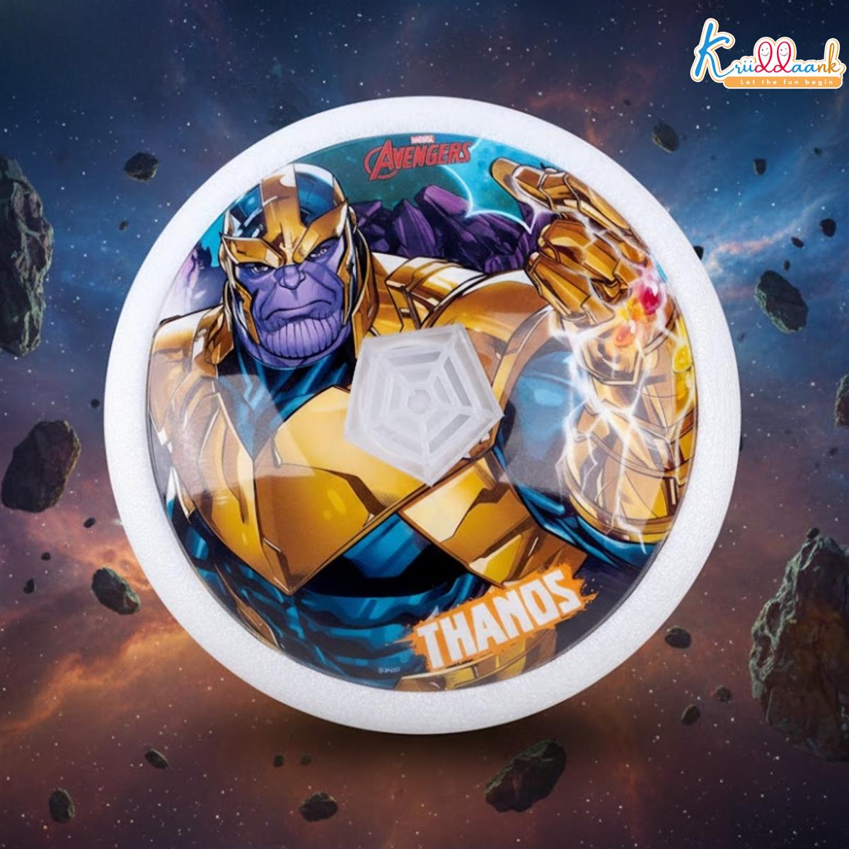 Marvel Thanos Theme Hover Football - LED Light Up Air Power Soccer Ball for Kids - Safe Indoor Sports Toy with Soft Foam Bumper - Educational Gift for Boys & Girls Ages 3+