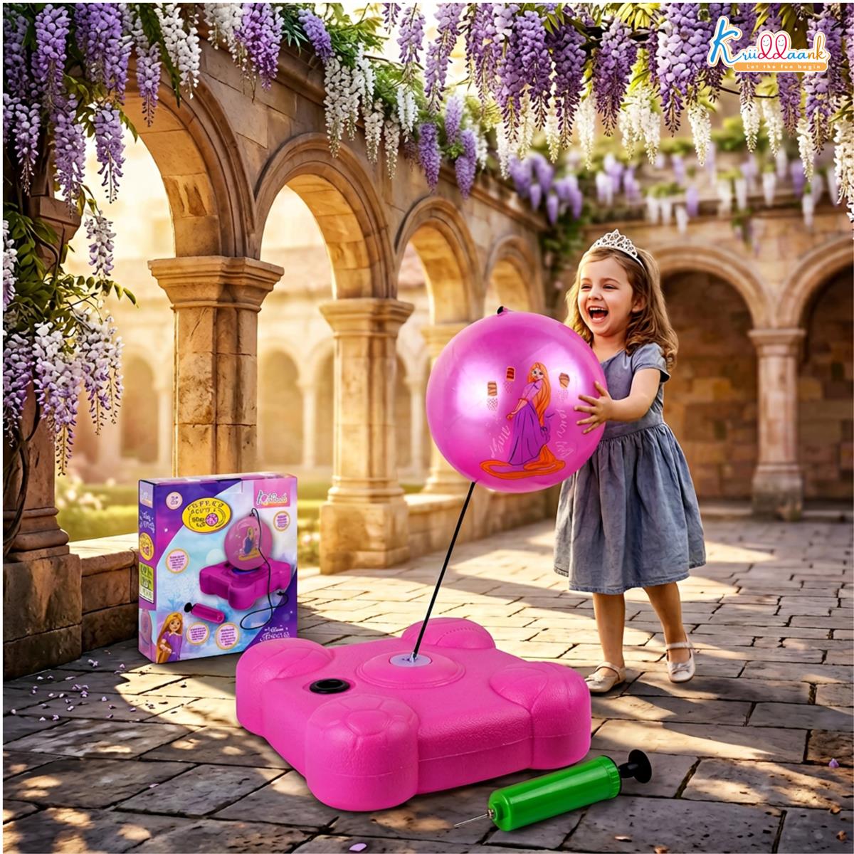 Princess Reflex Soccer Ball Solo Training Kit for Girls - Indoor & Outdoor Football Game with Recoil Action Return - Skill Building Sports Toy for Kids Age 3+ (Pink)