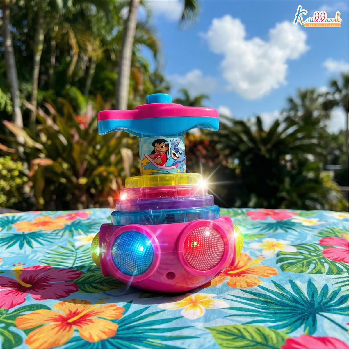 Stitch Dizzy Glow Top - LED Light & Music Spinning Top Toy for Kids, Magic Stitch Spinner Musical Lattoo with 360Â° Rotation, Fun Sound Effects & Flashing Lights for Boys & Girls, Ages 3+ Years