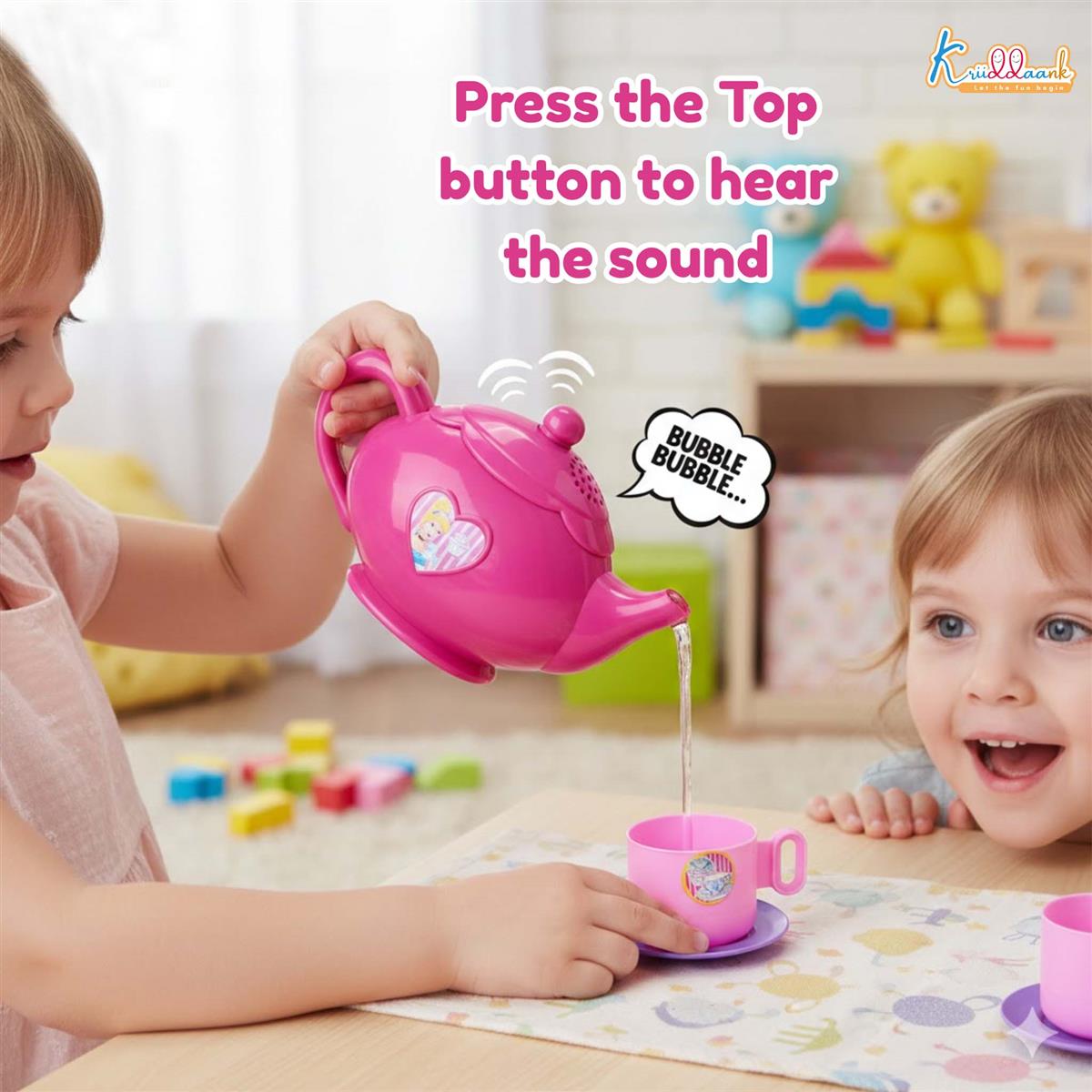 Disney Princess Tea Party Set - 15 Piece Pretend Play Kitchen Toy with Electronic Kettle, Realistic Boiling Sounds & Music - Non-Toxic & Child Safe Gift for Kids Ages 3+