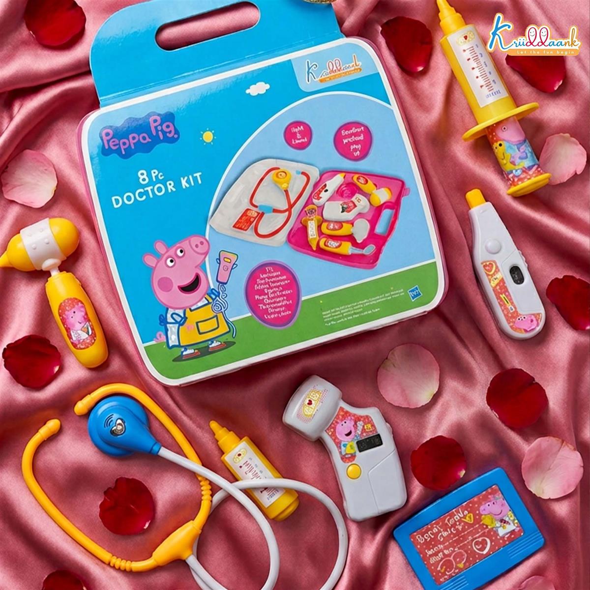 Barbie 8 Pieces Doctor Set for Girls 3Y+, Pink Pretend Play Medical Kit with Light and Sound Stethoscope, 100% Non-Toxic & Gift-Friendly Educational Toy for Kids