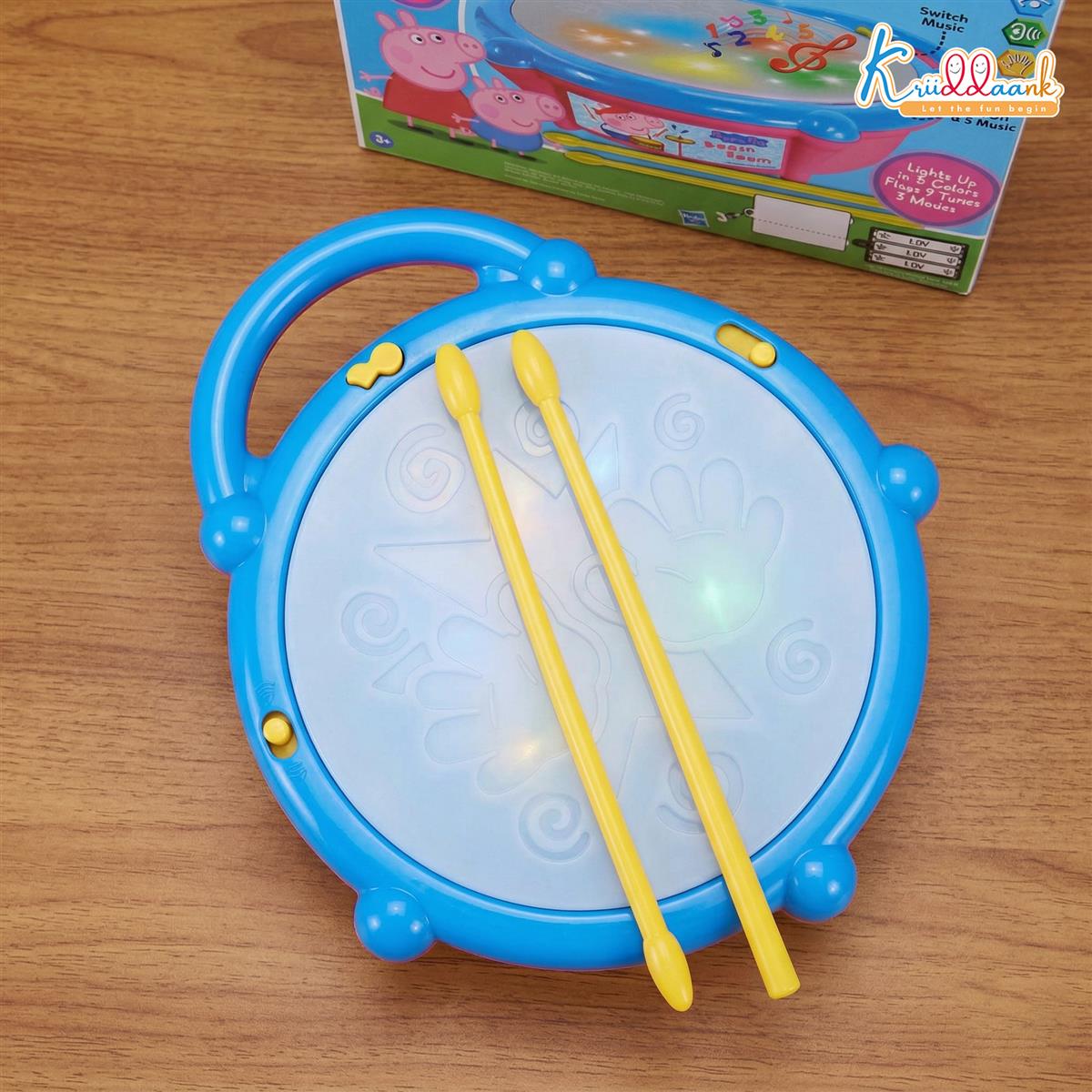 Hasbro Peppa Pig Theme Flash Drum Musical Toy with 3D LED Lights, 9 Songs & 9 Drum Sounds - Interactive Rhythm & Beats Toy for Kids 3+ Years - Pink Educational Sensory Toy