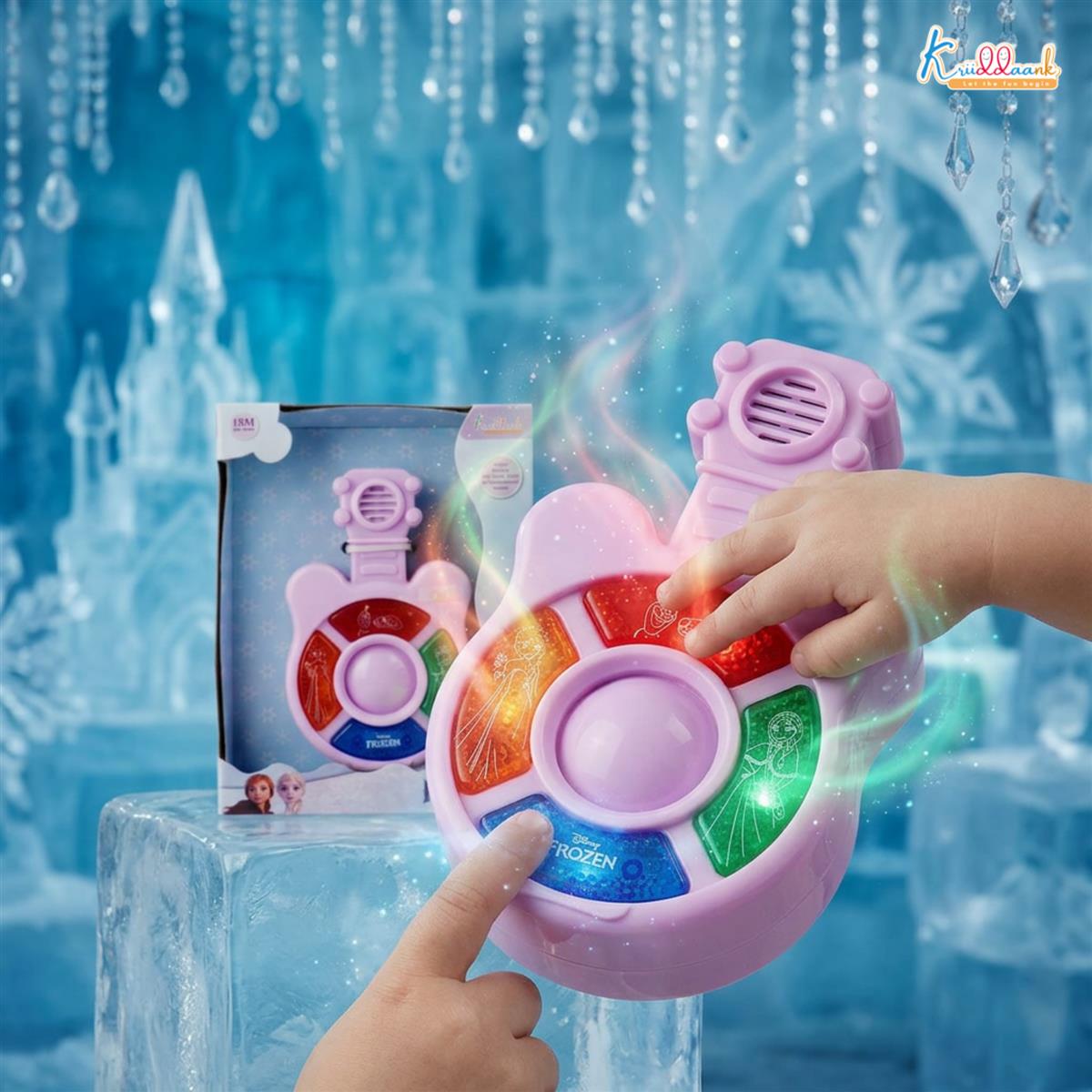 Frozen Mini Music Guitar - Portable Musical Instrument Toy for Kids with 4 Sound Buttons & Lights - Battery Operated Educational Gift for Boys & Girls Ages 3+