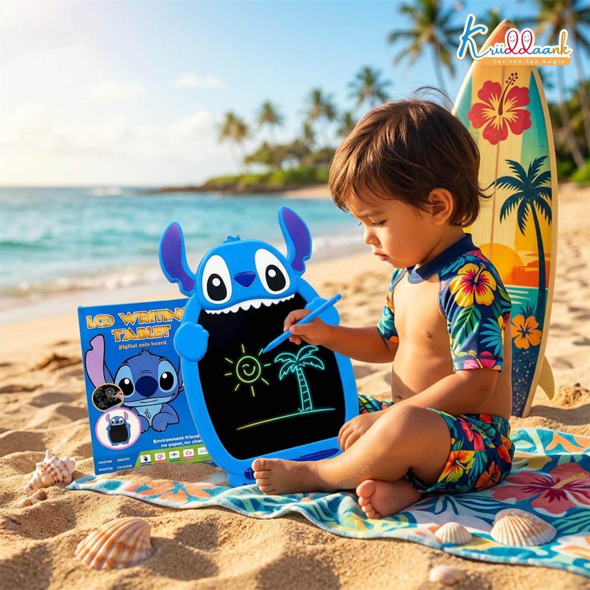Kriiddaank Stitch LCD Writing Magic Tablet for Kids - 8.5 Inch Colorful Drawing Pad, Portable Doodle Board, Educational Toy & Travel Game, Birthday Gift for Boys & Girls Ages 3-9, Blue