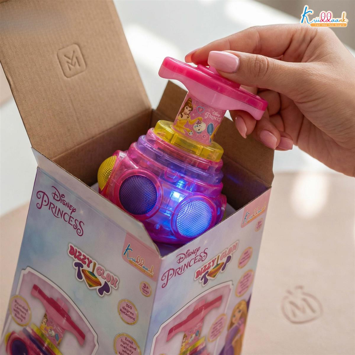 Princess Dizzy Glow Top - LED Light & Music Spinning Top Toy for Girls, Magic Princess Spinner with Musical Sound & 360 Degree Rotation, Musical Lattoo Birthday Gift for Kids 3+ Years