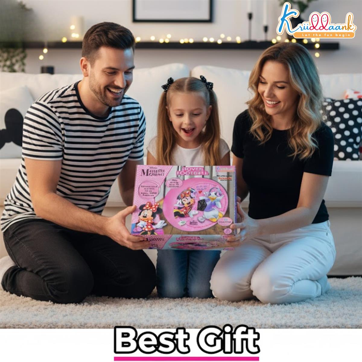 Minnie Hover Football - LED Light-Up Air Power Indoor Soccer Ball with Soft Foam Bumper & Super Slide Feature, Safe Gliding Game for Girls & Kids 3+, Pink Character Gift