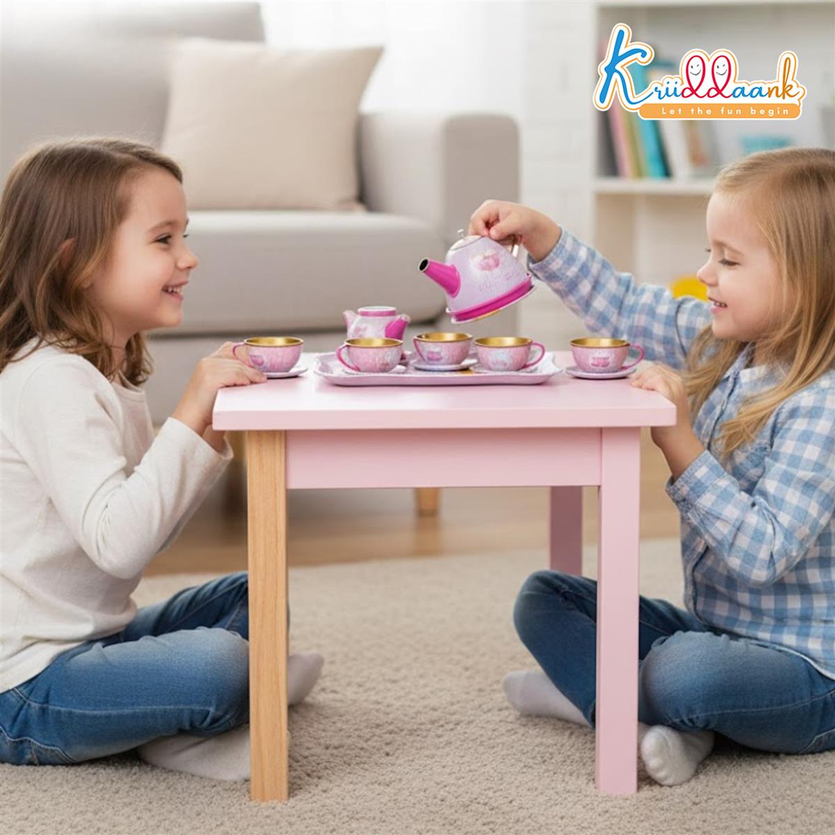 Disney Princess 14-Piece Tin Tea Set for Girls - Portable Fantasy Tea Party Set with Teapot & Cups - Safe & Durable Metal Pretend Play Toy for Kids Ages 3+ (Pink)