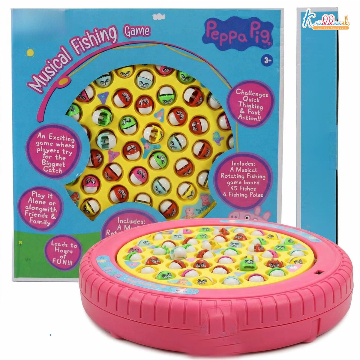 Peppa Pig Musical Rotating Fishing Game - Underwater Adventure Toy for Kids 3+ | Battery Powered with 4 Fishing Poles & 21 Fishes | Fun Educational & Interactive Play for Boys & Girls