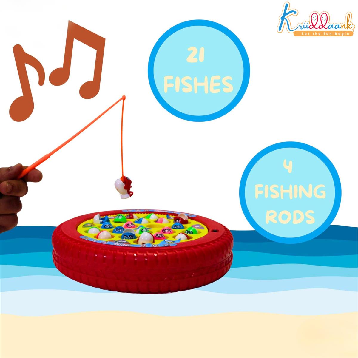 Mickey Mouse Musical Fishing Game - Battery Operated Educational & Learning Toy for Kids - Includes 21 Fishes & 4 Fishing Poles - Interactive Board Game for Boys & Girls Ages 3+