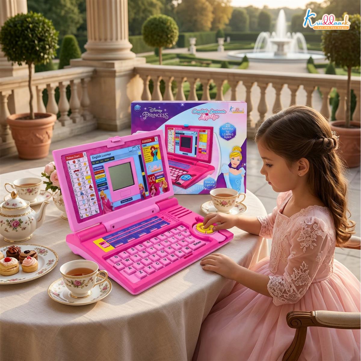 Disney Princess Interactive English Learning Laptop for Toddlers - 20 Educational Activities, Letters, Numbers & Games - Pink Educational Toy for Kids 3+ Years